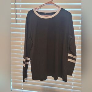 Black Long Sleeve Shirt with White Stripes